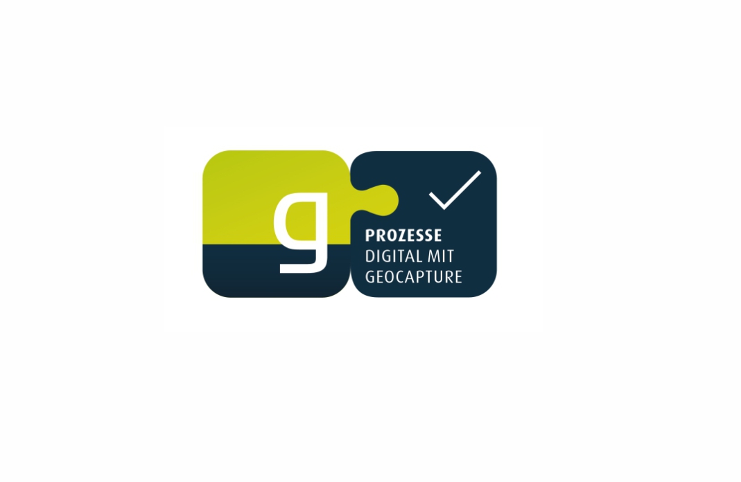 Logo mit geoCapture-Icon und Text ‚Prozesse digital mit geoCapture‘ sowie Häkchen-Symbol, steht für digitale Prozessoptimierung