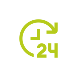 24-Stunden-Icon als Symbol für Rund-um-die-Uhr-Service oder Verfügbarkeit