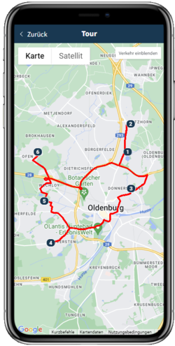 Tour auf dem Handy