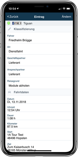 Fahrtenbuch App von geoCapture