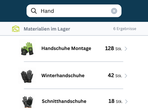 Mockup der Warenwirtschaft von geoCapture zeigt Lagerbestand