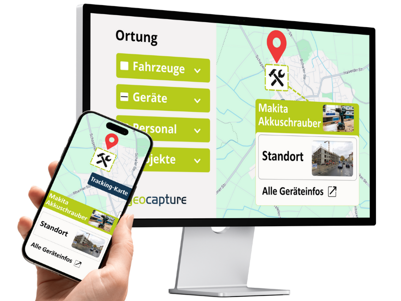 GPS-Ortung von Geräten mit Standortanzeige auf Smartphone und Desktop in der geocapture App